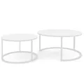 Produktbild: GREKPOL Couchtisch 2er Set - Runde Couchtische 48x70 + 42x50 cm - Rund Couchtisch Weiß Glanz - Coffee Table - Kafeetisch