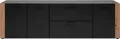 Produktbild: CALICOSY - Sideboard mit 3 Türen, 2 Schubladen in Anthrazitgrau und handwerklichem Eichenholz, L198 cm - LUMA