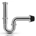 Produktbild: Universal Edelstahl Siphon für Waschbecken, Syphon Badezimmer Waschbecken 1/4'' x 32 mm, Abflussgarnitur passgenau, Röhrensiphon Geruchsverschluss, Sifon Waschbecken