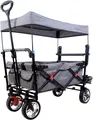 Produktbild: FUXTEC Bollerwagen Grau FX-CT800 - FUXTEC Bollerwagen FX-CT800 - mit Dach | bis 75Kg | Feststellbremsse |Klappbar | 2 Sitzplätze | 120cm x 56cm x 98cm Grau