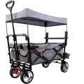 Produktbild: Bollerwagen Fx-ct800 Mit Uv-geschütztem Sonnendach,schiebegriff & Innenraumverlängerung Grau - Fuxtec