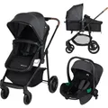 Produktbild: Bebeconfort Haze Trio, Kinderwagen 3-in-1 Komplettset, 0-4 Jahre, 2-in-1-Sitzeinheit, wendbarer & leichter Kinderwagen, i-Size-Babyschale,Tinted Grey - Grau