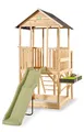 Produktbild: EXIT Panorama 550 Holz Spielhaus, mit Rutsche & Spielküche & Sandkasten, Spielhaus für Draußen,Holz, Kinder