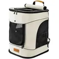 Produktbild: Haustierrucksack Bis 20 Kg Verstellbare Gurte Faltbar Kurzleine Reflektorstreifen Haustier Tragetasche Katze Hund Rucksack Transportrucksack Beige - Cadoca