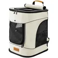 Produktbild: CADOCA® Haustierrucksack bis 20 kg verstellbare Gurte faltbar Kurzleine Haustier Tragetasche Hunderucksack Katzenrucksack Katze Hund Rucksack Beige