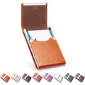Produktbild: Visitenkartenhalter, Luxus Mikrofaser Leder Visitenkartenetui, Metall Kartenhalter Tasche, Slim Namenskartenhalter, Visitenkartenhalter Geldbörse für Damen & Herren mit Magnetverschluss (Orange)