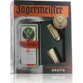 Produktbild: Jägermeister Kräuterlikör 35% Vol. 0,7l in Geschenkbox mit 2 goldenen Shotgläsern