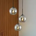 Produktbild: Lindby Esstisch Pendelleuchte Glas rauchgrau, 3 Schirme Ø 20 cm, Hängeleuchte Ra