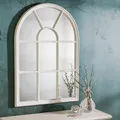 Produktbild: Wandspiegel CASTILLO 100cm weiß creme Landhausstil Fensterspiegel Shabby Chic