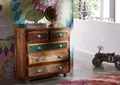 Produktbild: shabby chic Altholz Kommode m. Rollen Schubladenschrank Vintage Beistellschrank