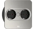 Produktbild: BACHMANN 946.001 TWIST 2 Eckig EDELSTAHL-OPTIK mit 2 Schuko-Steckdosen / Deut...