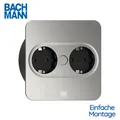 Produktbild: Bachmann Twist 2 Einbausteckdose 2x Schuko 946.001 Eckig Edelstahl