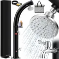 Produktbild: KESSER® Solar Gartendusche Solardusche Bogen mit Metall-Duschablage Schutzhaube & Tasche warmes Wasser max. 60°C Pooldusche Camping Regenduschkopf & Wasserhahn Gartenschlauch-Anschluss