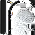 Produktbild: KESSER® Solar Gartendusche Solardusche Bogen mit Metall-Duschablage Schutzhaube & Tasche | 35 Liter warmes Wasser max. 60°C Pooldusche Camping | Regenduschkopf & Wasserhahn | Gartenschlauch-Anschluss