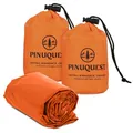 Produktbild: PINUQUEST Notfall Biwaksack 2er-Set grün/orange (213 × 91 cm) - Notbiwak ist Ultraleicht, wasserdicht sowie Wind-, hitze- und kälteabweisend - Notfallschlafsack ideal für Outdoor, Survival (Orange)