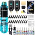 Produktbild: Akku Rotary Tattoo Machine Kit mit 20 Nadeln Tintenset 2 Akkus Starter-Set