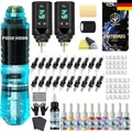 Produktbild: Akku Rotary Tattoo Machine Kit mit 20 Nadeln Tintenset 2 Akkus Starter-Set