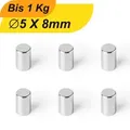 Produktbild: 50 Stück Neodym Magnet 5mm x 8mm Supermagnete hohe Haftkraft Scheibenmagnet