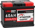 Produktbild: LANGZEIT Autobatterie 60AH 12V 550AEN Starterbatterie +30% mehr Leistung ersetzt Batterie 55AH 53AH 54AH 56AH 61AH 62AH