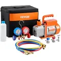 Produktbild: VEVOR 3,5 CFM AC-Vakuumpumpe und Manometer-Set, einstufige Drehschieber-HVAC-Luftvakuumpumpe, A/C-Kältemittelverteiler-Manometer-Kit, mit Schläuchen, Klimaanlagenkühlung für R134a, R12, R22, R502a