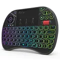 Produktbild: Rii Mini Tastatur Mit Touchpad, 2,4 GHz Kabellos, Smart TV, 8 Farbige Hintergrundbeleuchtung und Scrollrad (Deutsches, Schwarz)