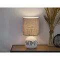 Produktbild: Trio - Tischleuchte Esna Keramik-sockel Schriftzug Home Stoffschirm Braun, Höhe 31cm