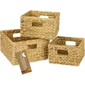 Produktbild: HMF 37245, Aufbewahrungskorb, Korb geflochten aus Wasserhyazinthe, quadratisch, 3er Set, 22 + 26 + 30 cm, Natur