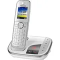 Produktbild: Panasonic KX-TGJ320GW Strahlungsarmes Schnurlostelefon mit Anrufbeantworter, Farbdisplay, Rufnummernanzeige, 18h Sprechzeit, 12 Tage Standby, Freis... - Weiß