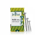 Produktbild: Jet-Fast Premium Universalschrauben 4,0 x 35 mm, 500 Stück, Duo-Senkkopf, Teilgewinde TX Antrieb, Blau verzinkt, Holzschrauben, Spanplattenschrauben, Cut-Spitze, German Quality