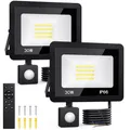 Produktbild: 30W LED Strahler mit Bewegungsmelder Außen - 2 Stück Außenlampe mit Fernbedienung, 6500K Kaltweiß Superhell Innen Aussen Lampe, IP66 Wasserdicht Aussenlampe für Garten Garage Hof Wohnen Hinterhof