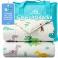 Produktbild: Ella Gewichtsdecke Kinder 2,4 kg 90x120 cm – Therapiedecke, für Stressabbau & Angstzustände, Hypoallergene Glasperlen, weiche & kühlende Baumwoll- Außenschicht, für Kinder von 15-25 kg – Dino