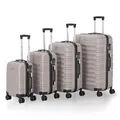 Produktbild: Juskys® Hartschale Kofferset Reisekoffer 4 teilig - Zahlenschloss, geräuscharme 360° Rollen groß, Teleskopgriff, leicht - Koffer in Champagner