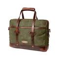 Produktbild: DRAKENSBERG Aktentasche 'Noah' für Herren aus gewachstem Canvas mit Leder - wasserabweisende Laptoptasche, 10L - Wald-Grün, DR00621