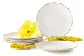 Produktbild: KONSIMO® Tafelservice AD BELLA Teller-Set, 6x Dessertteller, Hartporzellan, ecrufarben (6-tlg), 6 Personen, Porzellan, zeitloses Design, ecru Farbe mit Goldlinie, Handwäsche empfohlen
