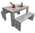 Produktbild: Möbel SD Esstischgruppe Bänke 3er Set 110x70cm Canyon White Pine Made in Germany
