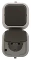 Produktbild: Feuchtraum Aufputz Aus-/Wechselschalter + Steckdose IP 44, grau