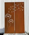 Produktbild: Edelrost 2er Set Sichtschutz Motiv Pusteblume mit Samen 165 cm x 100 cm Paravent zum Stecken Schild Gartenschild Gartenstecker Edelrost Gartendeko Wetterfest Rost Metall Zaun