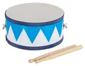 Produktbild: Hölzerne Kindertrommel zum Umhängen, Weiß-Blau f. Kinder ab 3 Jahren inkl Sticks