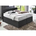 Produktbild: Boxspringbett, schwarz, B:105cm L:212cm, Box und Kopfteil: Microvelours (100% Polyester) oder Kunstleder (Polyurethan);Bezug der Obermatratze: 100% Polyester, WESTFALIA SCHLAFKOMFORT, Komplettbetten, Boxspringbett, wahlweise mit Bettkasten
