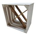 Produktbild: Teramico Weinregal Holzkisten Weinkisten Obstkisten Bar Verschiedene Varianten weiß geflammt 50cm 40cm (Weiß X-Ablage)