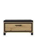 Produktbild: FORTE TRONDHEIM Bank mit 1 Schublade und gepolstertem Sitz, Holzwerkstoff, Artisan Eiche / Schwarzeiche, 89.1 x 44.7 x 41.5 cm