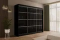 Produktbild: ALTDECOR Kleiderschrank mit Lacobel-Schiebetüren, kugelgelagerte Führungsschienen und Aluminium- Leisten, LED-Beleuchtung (weiß + 16 Farben) und Fernbedienung - PEKA3 - 250 cm Schwarz / Schwarz