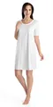 Produktbild: HANRO Damen Nachthemd 1/2 Arm 90 cm Cotton Deluxe Nachthemd, Weiß (white 0101), 42/44 (Herstellergröße: M)