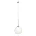 Produktbild: EGLO Pendelleuchte Rondo, 1 flammige Esszimmerlampe, Hängelampe aus Metall in Silber und Glas in opal-matt weiß, E27 Fassung, Ø 25 cm