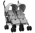 Produktbild: vidaXL Kinder-Buggy Geschwisterwagen Hellgrau Stahl