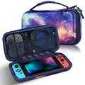 Produktbild: FINTIE Tasche für Nintendo Switch/Switch OLED Modell - Tragetasche Aufbewahrungstasche Hülle Case mit 10 Spielkartenhaltern und Haltegurt für Nintendo Switch Konsole und Zubehör, Die Galaxie