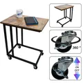Produktbild: Beistelltisch Sofatisch Kaffeetisch Betttisch Laptoptisch Stahl Holz mit Rollen