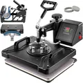 Produktbild: VEVOR Transferpresse Hitzepresse 38x30cm Textilpresse T-Shirt Heat Press 360 Grad Schwenkbar DIY Mulitifunktional Sublimation Wärmepresse mit Digitaler LED-Temperatur- und Zeitcontroller (5 in 1)