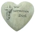 Produktbild: Bambelaa! Grabdeko Grabschmuck Wetterfest Herz Inschrift - Wir Vermissen Dich - Steinharz Deko Für Friedhof Grab Garten