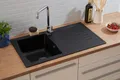 Produktbild: Küchenspüle Einbauspüle Granit Optik Mineralite 86 x 50 Schwarz Respekta Boston